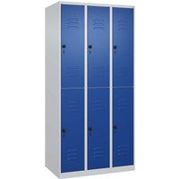C+P Doppelstock-Spind Classic PLUS, 6 Fächer, 1850x900x500mm, Lichtgrau/Enzianblau – Ansicht 1
