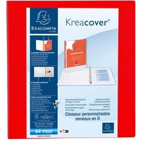 10 Exacompta Ringbücher "Kreacover", DIN A4 Maxi, 4 Ringe 60 mm, RB 90 mm, rot