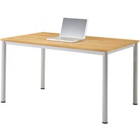 Schreibtisch "CONTACT Base" höheneinstellbar, 120 x 80 cm, silber, Buche geölt