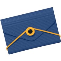 Visitenkarten-Etui blau, Verschlussknopf und -gummi gelb
