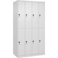 C+P Doppelstock-Spind Classic PLUS, 8 Fächer, 1850x1000x500mm, Verkehrsweiß/Verkehrsweiß – Ansicht 1