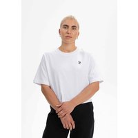 MELA Bio-Damen-T-Shirt "JOSHNA" mit Kaffee-Stickerei, weiß, cropped, Gr. L – Ansicht 1