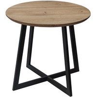 Beistelltisch „Mika“ aus massiver Wildeiche, FSC, Stahlgestell schwarz, Ø 50 x H 45 cm