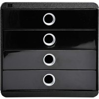Exacompta Schubladenbox Pop-Box "Glossy", DIN A4+, 4 Schubladen geschlossen, schwarz – Ansicht 1