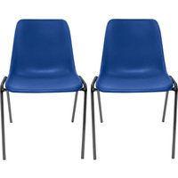 2x Besucherstuhl "ECO" Gestell anthrazit gepulvert, Kunststoffschale taubenblau – Ansicht 1
