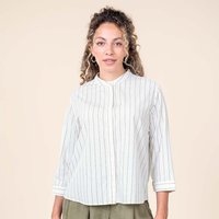 Living Crafts Damen-Bluse 'TILLA' mit Mandarinkragen, white/sage, Gr. 38 – Ansicht 1