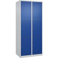 C+P Schließfachschrank Classic PLUS, 6 Fächer, 1850x800x500mm, Lichtgrau/Enzianblau – Ansicht 1