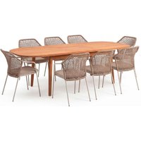Gartenmöbel-Set "Madera & Burano" 9-tlg. 1 Tisch 180/240 x 100 cm, 8 Sessel, teak/sand