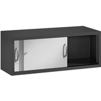 Aufsatzschrank Schiebetürenschränke aus Stahl 120 cm breit anthrazit/alusilber T 50 H 50 – Ansicht 1