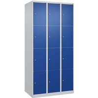 C+P Schließfachschrank Classic PLUS, 12 Fächer, 1850x900x500mm, Lichtgrau/Enzianblau – Ansicht 1