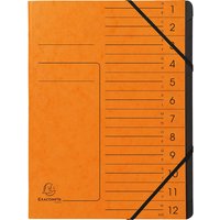 10 Exacompta Ordnungsmappen aus Colorspan, 355 g/m², DIN A4, Gummizug, 12 Fächer, orange – Ansicht 1