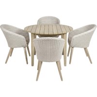 Gartenmöbel-Set "ARVADA" 5-tlg. 1 Tisch Akazie, 4 Sessel Kunststoffgeflecht, grau