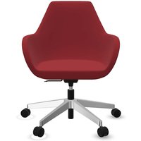 Profim Bürodrehstuhl "FAN" mit Wippmechanik und Fußkreuz, silber, Stoff: rot – Ansicht 1