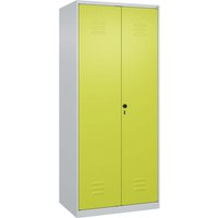 C+P PSA Doppel-Spind Classic PLUS, 2 Abteile, 1850x800x500mm, Lichtgrau/Clowngrün – Ansicht 1