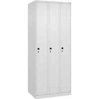 C+P Spind Classic PLUS, 3 Abteile, 1850x750x500mm, Verkehrsweiß/Verkehrsweiß – Ansicht 1