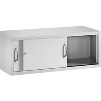 Aufsatzschrank für Schiebetürenschränke aus Stahl 120 cm breit lichtgrau T 40 H 50 – Ansicht 1