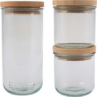 3er-Set Aufbewahrungsgläser aus Recyclingglas, mit Deckel – Ansicht 1