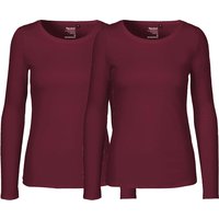 Neutral 2er-Pack Bio-Damen-Langarmshirt mit Rundhalsausschnitt, bordeaux, Gr. M – Ansicht 1