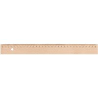 Holzlineal 30 cm aus Buchenholz mit Metalleinlage und Bohrung – Ansicht 1