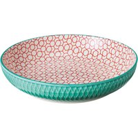 cilio Schale "AMICI" aus Porzellan mit Dekor, H 4,5 cm, Ø 21,5 cm, Rauten türkis – Ansicht 1