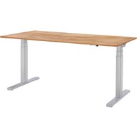 memo Höhenverstellbarer Schreibtisch "Sit-Up 3.0" silber, Buche massiv, 180 x 70 cm – Ansicht 1