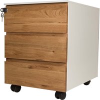 Rollcontainer "Pureness" 3 SL, soft close, Eiche geölt, B 42 x T 53,3 x H 55 cm, weiß – Ansicht 1