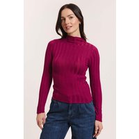 tranquillo Damen-Langarmshirt 'Carool' aus EcoVero-Rippstrick, raspberry, Gr. S – Ansicht 1