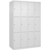 C+P Schließfachschrank Classic PLUS, 12 Fächer, 1850x1200x500mm, Verkehrsweiß/Verkehrsweiß – Ansicht 1