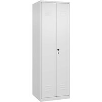 C+P Putzmittel-Spind Classic PLUS, 2 Abteile, 1850x600x500mm, Verkehrsweiß/Verkehrsweiß – Ansicht 1