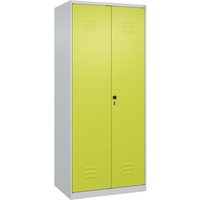 C+P Wäsche-/Garderobenspind Classic PLUS, 2 Abteile, 1850x800x500mm, Lichtgrau/Clowngrün – Ansicht 1