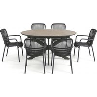 Gartenmöbel-Set "Fellow" 7-tlg. 1 Tisch 145/200 x 145 cm, 6 Sessel, anthrazit