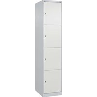 C+P Schließfachschrank Classic PLUS, 4 Fächer, 1850x400x500mm, Lichtgrau/Verkehrsweiß – Ansicht 1