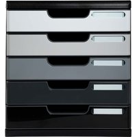 Exacompta Schubladenbox "Shades of grey", DIN A4+, 5 Schubladen geschlossen, grau – Ansicht 1