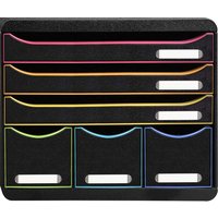 Exacompta Schubladenbox Storebox "Black Office" DIN A4+, 6 Schubladen, schwarz/harlekin – Ansicht 1