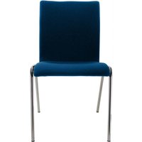 Besucherstuhl "A45" Buche, Gestell verchromt, Vollpolster blau