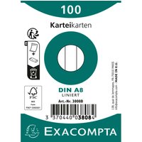 48 x 100 Exacompta Karteikarten, 205 g/m², 55x74 mm, DIN A8, weiß, liniert