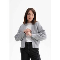 MELA Bio-Damen-Rippstrick-Cardigan 'BHUMA' mit Raglan-Ärmel, grau melange, Gr. L