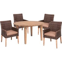 Gartenmöbel-Set "NORVELL/ARVADA" 5-tlg. 1 x Tisch Akazie, 4 Sessel KSgefl. hellbraun – Ansicht 1