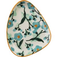 tranquillo Seifenschale "FLEURIAA" aus Steinzeug, 13 x 11 x 2 cm, blau/creme