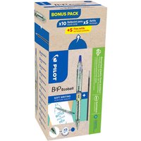 Pilot 10er-Pack Kugelschreiber "Greenpack B2P" Ecoball XB, inkl. 5 Minen, blau – Ansicht 1