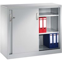 Schiebetürenschrank aus Stahl 120 cm breit lichtgrau T 50 H 100 – Ansicht 1