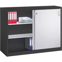 Schiebetürenschrank aus Stahl 160 cm breit anthrazit/alusilber T 50 H 120 – Ansicht 1
