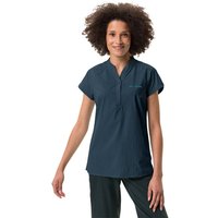 VAUDE Damen-T-Shirt "Yaras SL II" mit halber Knopfleiste, dark sea uni, Gr. 36 – Ansicht 1