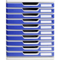 Exacompta Schubladenbox Modulo "Office", DIN A4+, 10 Schubladen geschlossen, blau – Ansicht 1