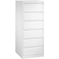 C+P Karteikartenschrank zweibahnig, 6 Schubladen DIN A5 quer weiß – Ansicht 1