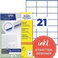 2.100 Zweckform Etiketten 70 x 41 mm, A4 – Ansicht 1