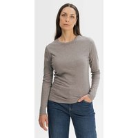 MELA Bio-Damen-Langarmshirt 'DHIVYA' mit Feinripp-Rundhalsausschnitt, bear melange, Gr. S – Ansicht 1