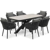 Gartenmöbel-Set "Torino" 7-tlg. 1 Tisch 180/220 x 100 cm, 6 Sessel, anthrazit