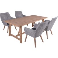 Gartenmöbel-Set "OAKLAND/RAPALLO 01" 5-tlg. 1 Tisch Akazie, 4 Sessel KSgefl. grau