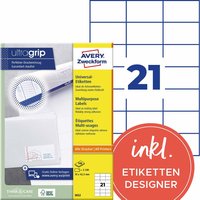 2.100 Zweckform Etiketten '3652' 70 x 42,3 mm, A4 – Ansicht 1